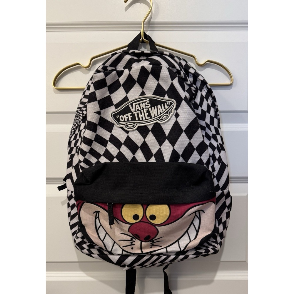 VANS Off The Wall x Disney Alice In Wonderland Cheshire Cat Backpack Black White